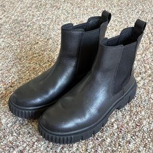 Timberland Greyfield Chelsea Boot Ankle Booties Size 7.5 Black Chunky Heel